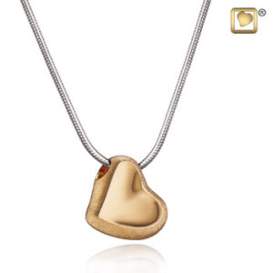 Leaning Heart (Gold-Two Tone) Ash Pendant